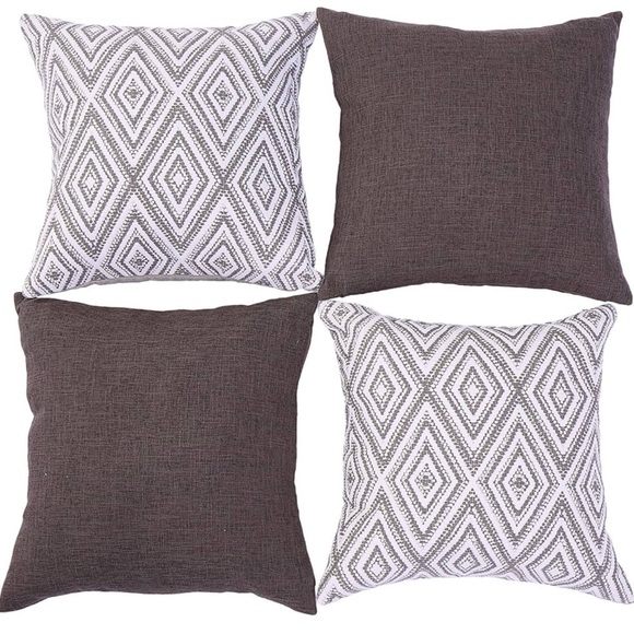 Pillow Covers 4 Pack 18x18 Inch grey geometric Pillow Cases Only No Insert - Picture 1 of 9